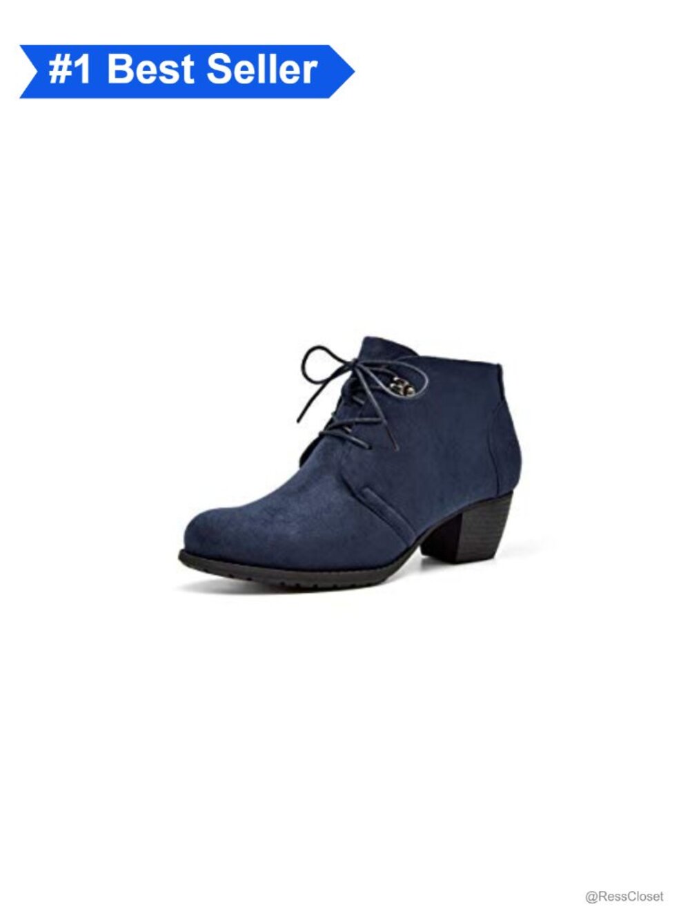 Faux Suede Lace-Up Ankle Boots Side Zip Low Heel Dress Booties